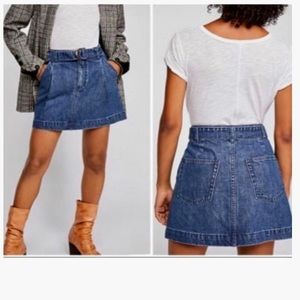 Free People We the Free Pleated Denim Mini Skirt; Size 28 NWT!​